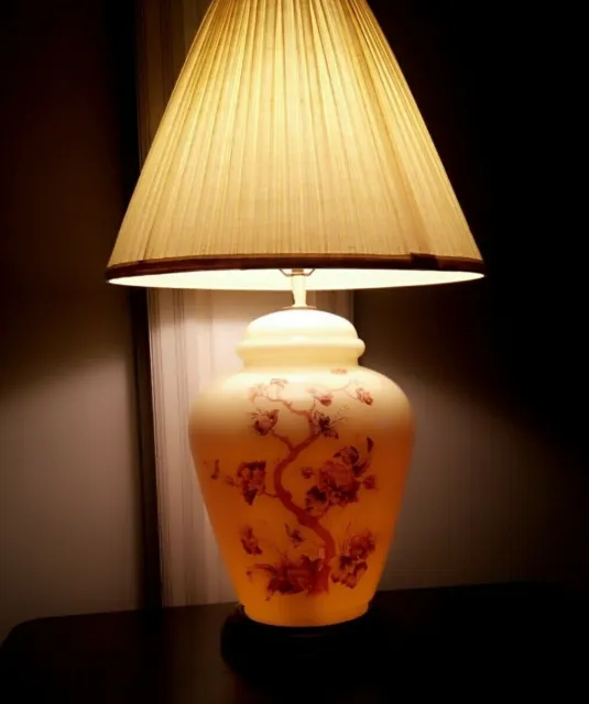 Table Lamp Vintage Porcelain Ginger Jar Oriental Style 3 Way Switch Metal Base