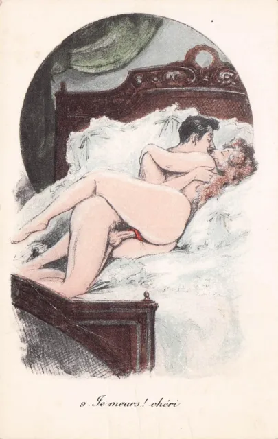 SEXY Antique Postcard Naked Woman Love Scene Postcard