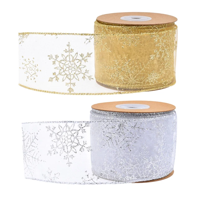 2x Weihnachten Wired Ribbon Party Geschenkverpackung Haarschleifen DIY Kränze