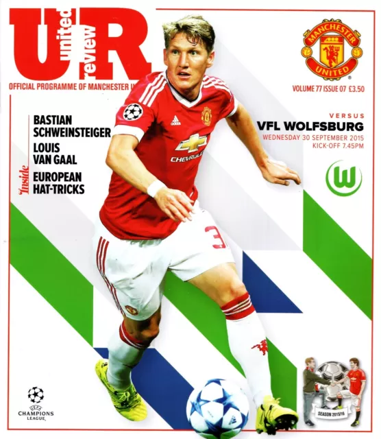 Manchester United Man Utd v VFL Wolfsburg Champions League 30/09/2015 Programme