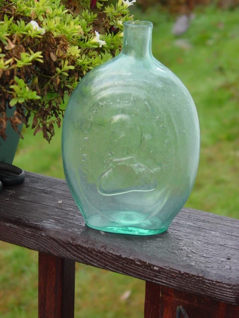 Antique Empty  Flask GI-39 Washington & Taylor Aquamarine