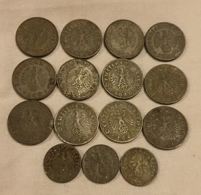 Job Lot Of Ww2 German Pfennig Coins