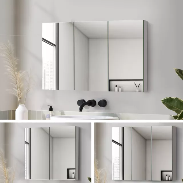 Welba Bathroom Mirror Cabinet Vanity Medicine Wall Storage 600/750/900/1200mm