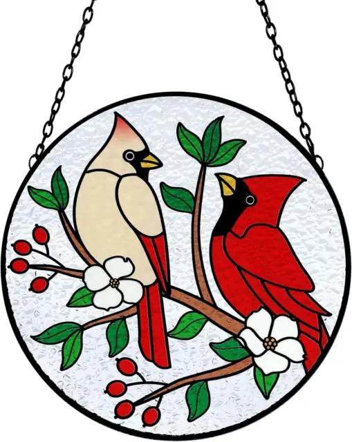 Cardinal Stained Glass Suncatcher Red Bird Sun Catcher Cardinal Glass Wall Windo