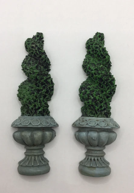 Pair Of Dolls House Half  Topiary Barley Sugar Twist