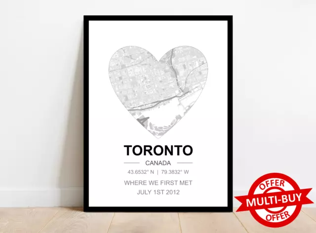 Personalised Toronto Canada Street Map Print City Map Wall Art Poster Custom