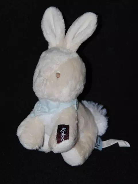 Peluche doudou lapin Praline blanc beige KALOO bandana bleu 13/18 cm NEUF