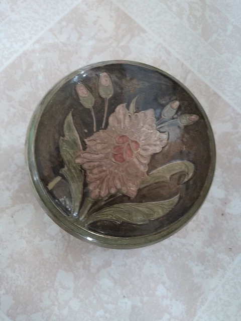ANCIENNE BOITE VINTAGE à bijoux en laiton MACON VENDANGE VIN OENOLOGIE BOURGOGNE EUR 24,99