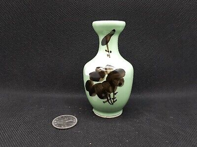 Handmade Green With Flower Celadon Style Ceramic Bud Vase 