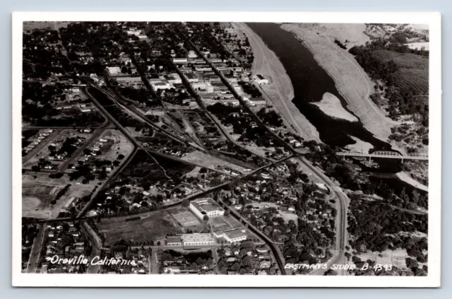 Vintage RPPC Oroville CA Eastman's Studio Birdseye Aerial View P12