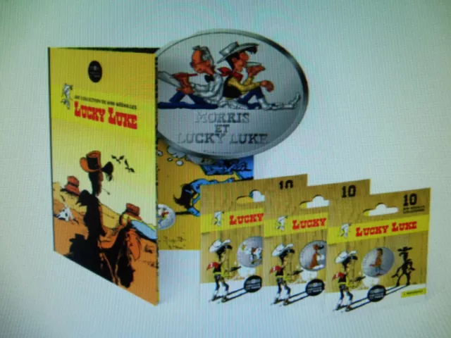 Superbe Série 3  Medailles + Album Collector Les 75 Ans Lucky Luke  (Neuf)