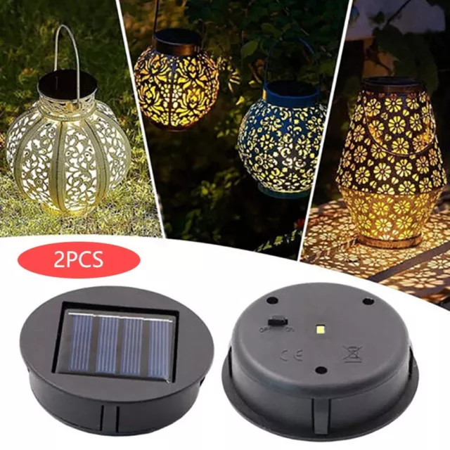 2PCS Round LED Light Box Battery Box Solar Powered Replacement For Lantern Lamp