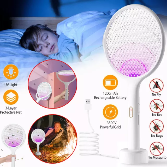 Electric Mosquito Swatter Rotating Fly Racket Mosquito Swatter Killer Bug Zapper
