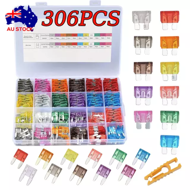 306pcs Car Blade Fuses Assortment Assorted Kit Blade Set Auto Truck Automotive