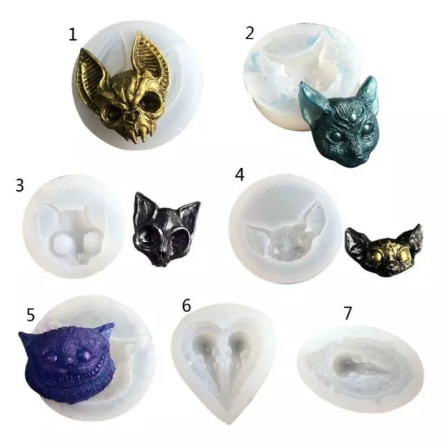 Epoxy Resin Eye kitten Charm Silicone Mold Sphynx Cat Mold Raven Skull Head Mold