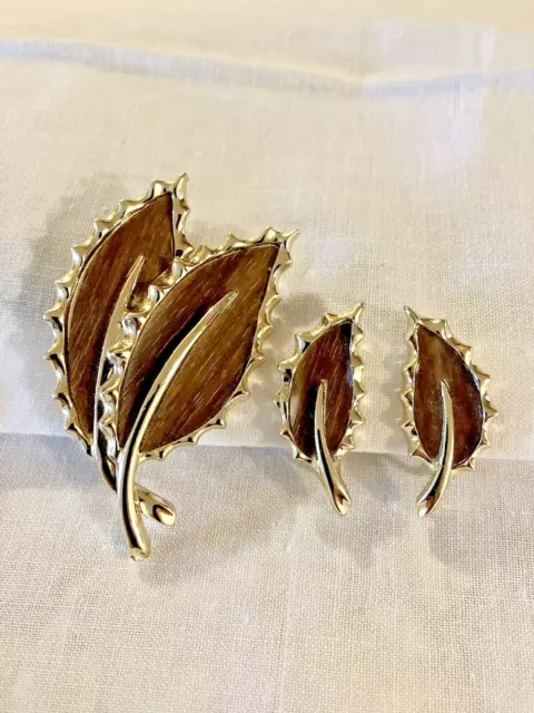 Vintage Sarah Coventry Demi ~ Brooch/Pin & Earring Set ~ "Wooded Beauty" ~ 1968