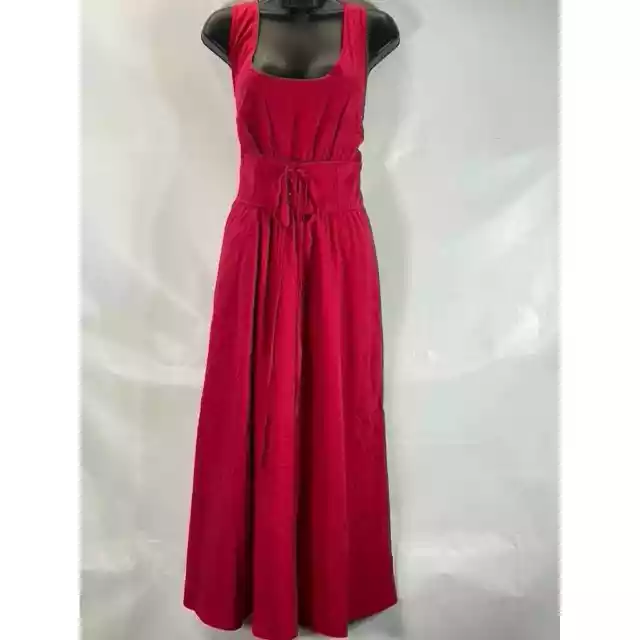 PLENTY by TRACY REESE Women's Red Lace Up Waist Tie Bodice Midi Dress SZ 14