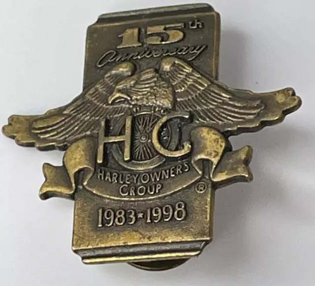 Harley Davidson Vintage Eagle HOG 15th Anniversary Jacket Vest Hat Pin