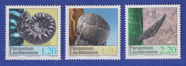 Liechtenstein 2004 Fossilien Ammonit Seeigel Haifischzahn Mi.-Nr. 1365-67 **