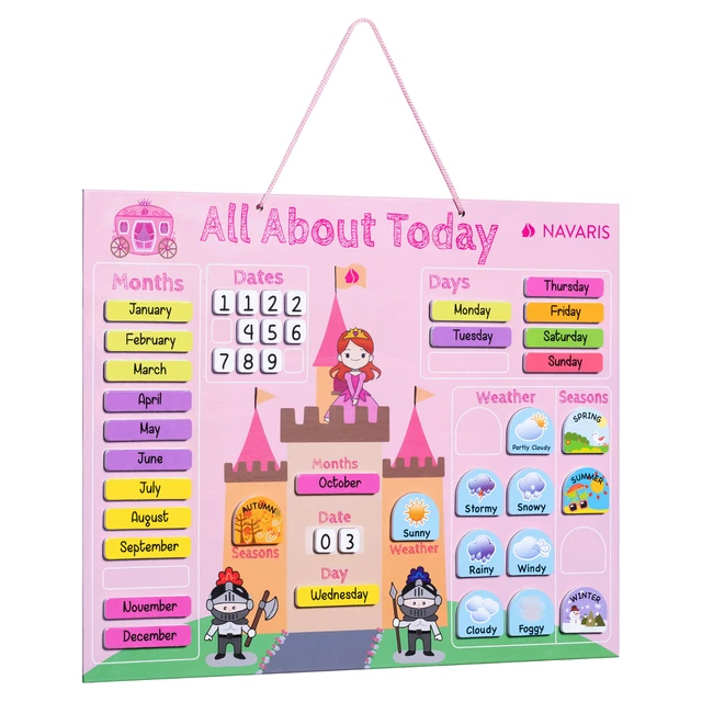Kalender Tafel für Kinder Lerntafel Jahreszeiten Uhr Magnet Spiel Lernuhr