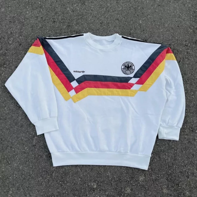 Rare Vintage Adidas Germany 1996 Sweatshirt White Medium