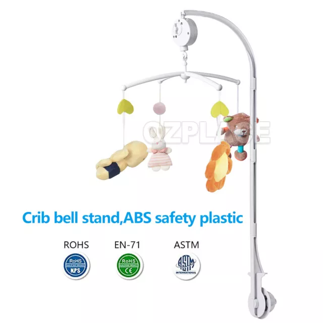 Baby Crib Mobile Bed Bell Holder Toy Hanger Arm Bracket Wind Up Music Box OZ 2