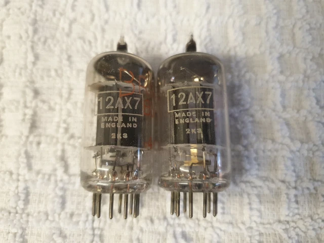 JOBLOT 2 x BRIMAR 12AX7 ECC83 LONG PLATE, RED PRINT, SQUARE GETTER Valves Tubes