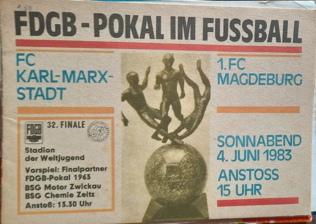 FUSSBALLPROGRAMM FDGBPOKAL 1982/83 FC Karl Marx Stadt1.FC Magdeburg