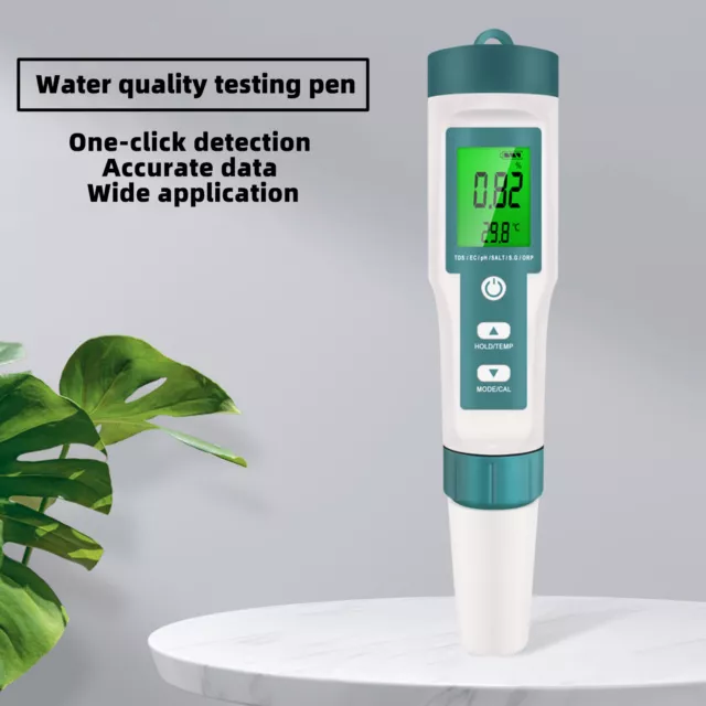 7 In 1 Backlight PH/TDS/EC/ORP/TEMP/SG/Salinity Water Quality Meter Tester UE