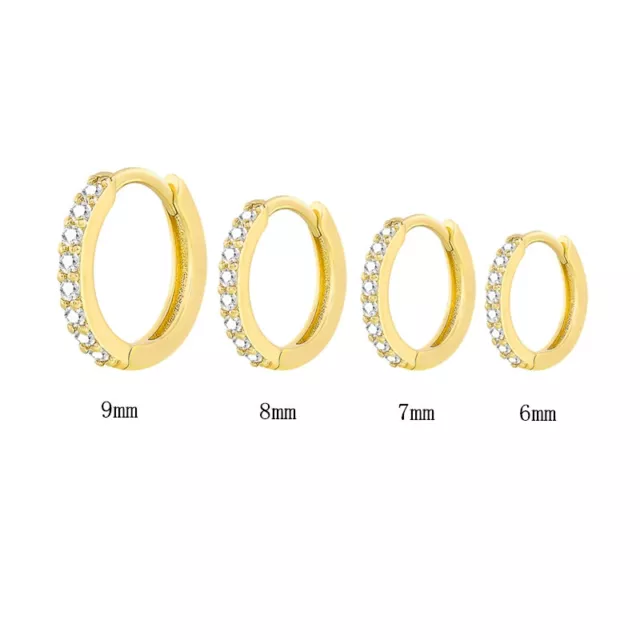 Damenmode 925 Silber, Roségold, Gold Reifen Ohrring Kubik Zirkon Schmuck