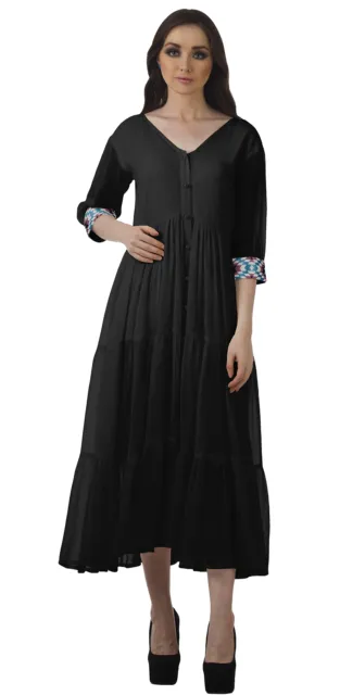Moomaya Solid Summer Dresses Women Long Sleeve Dress Long Dresses-91g