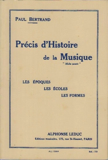 Precis d'histoire de la musique | Paul Bertrand | Très bon état