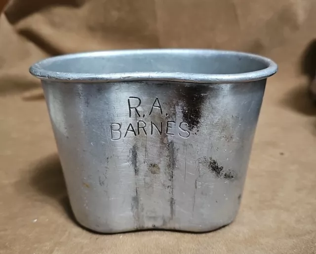 1942 Personalized World War 2 WWII US AGM Co 1942 Canteen Cup R A Barnes