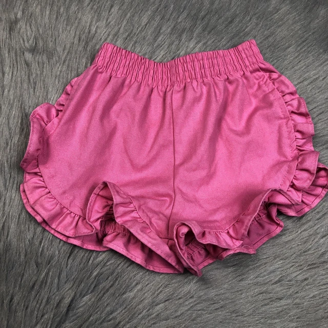 Vintage Toddler Girls 80s Healthtex Solid Pink Ruffle Shorts