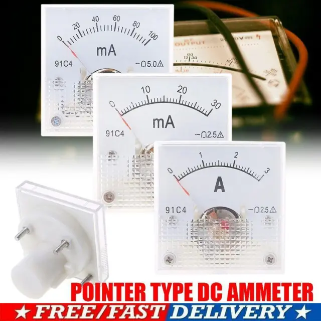 DC Amp Current Circuit Meter Analog Panel Meter Ammeter Head Pointer Measuring