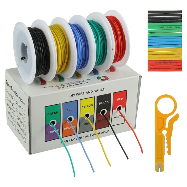 26 AWG Flexible Silicone Wire Electric Wire Hook up Wire Kit 300V Cabl...