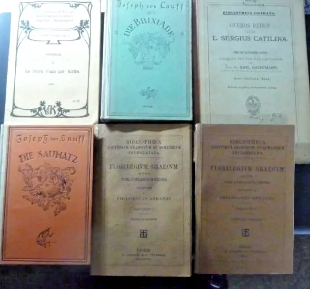124AP  - Sieben alte Bücher - u.a. Nibelungenlied - Die Sauhatz - ab 1883 -