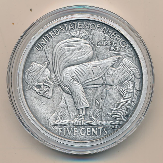 2016 Skulls & Scrolls 5Oz Silver Round ~ Hobo Nickel Series W/ Coa ~ Ships Free!