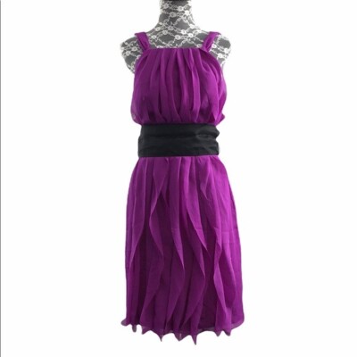 Vera Wang WHITE Purple Chiffon Bridesmaid Dress Womens 8 Wedding Formal