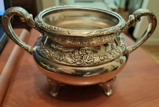Vintage Silver Plated Sugar Bowl Ballad Pattern Oneida Community
