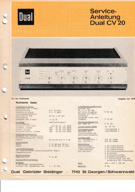 Service Manual-Anleitung für Dual CV 20