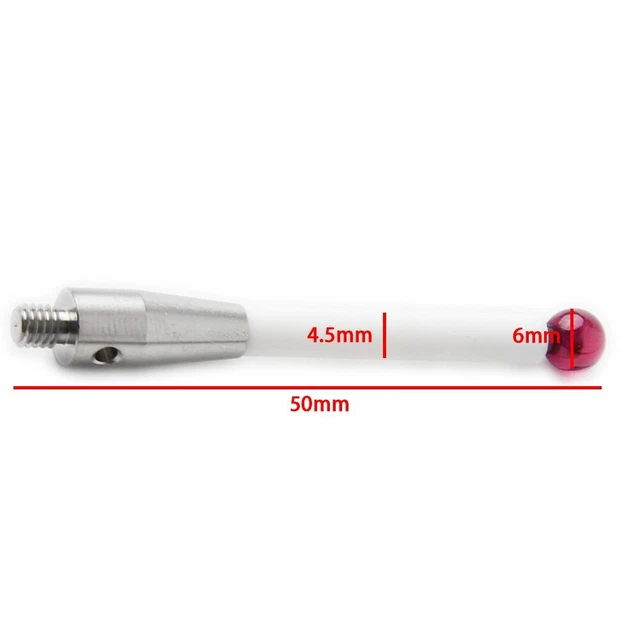 M4 CMM A-5000-3709  CMM Touch-Probe Stylus 6mm Dia Rubine Ball-Ceramic-Stem