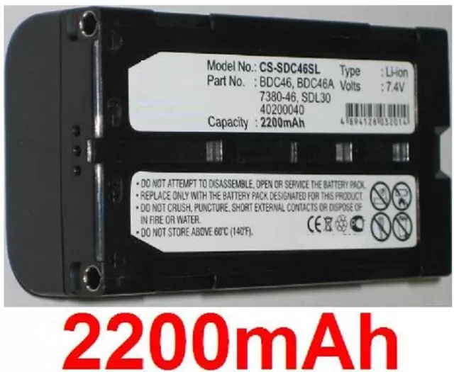 Batterie 2200mAh type 40200040 7380-46 BDC46 BDC46A SDL30 Pour SOKKIA SET 610