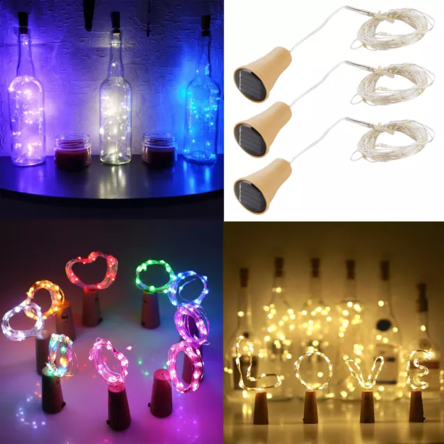 10/15/20 LED Solar Copper Cork Wire String Lights Wine Bottle Xmas Decor Lamp SS