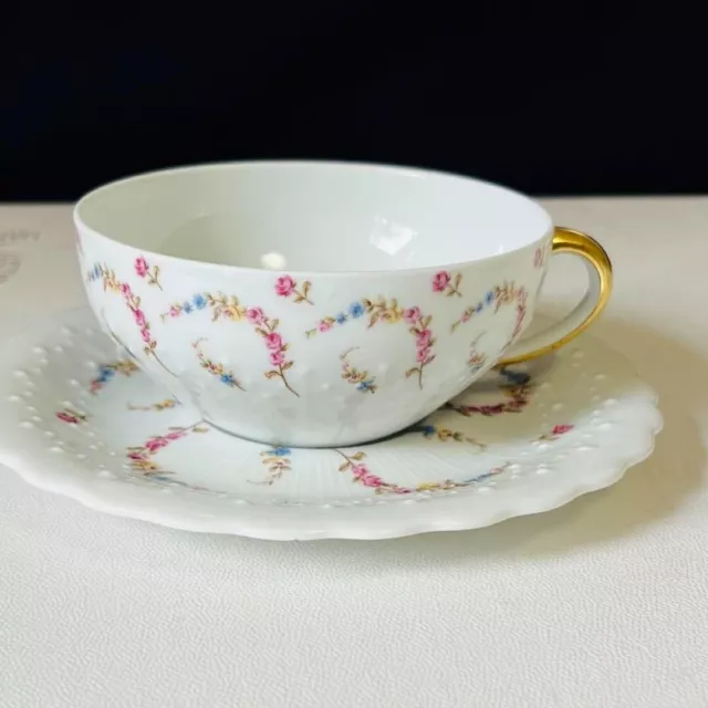 Georges Boyer Limoges BARCAROLE Tea Cup Saucer Plate Trio Pair Set 2