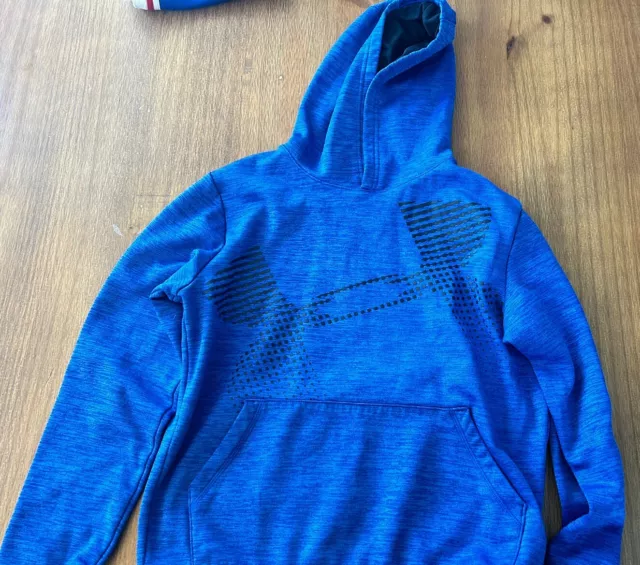 Under Armour Hoodie Boys Youth XL Blue Pullover Logo Sweatshirt