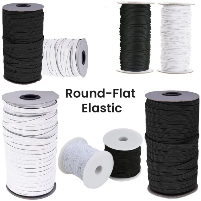 White / Black Round Elastic Cord for Beading Crafts Sewing Select Length JOB LOT