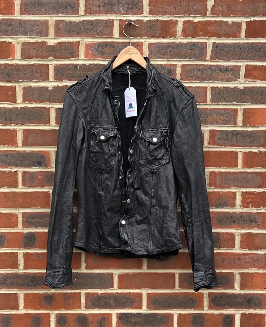 All saints mckay leather shirt jacket sale
