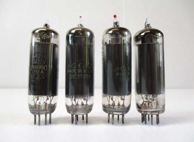 Sylvania JHS 6AQ5 Vacuum Tubes Quad  Black Plate [] GetterTV-7 Tested
