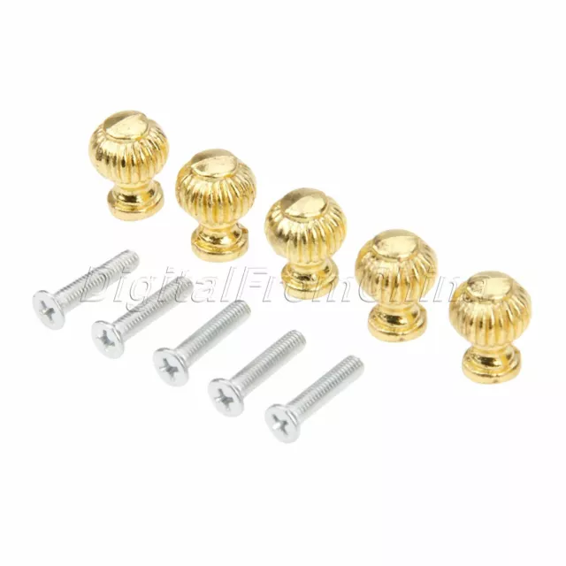 Retro 14*19mm Gold Furniture Cabinet Knobs Antique Door Drawer Pull Handles 5pcs